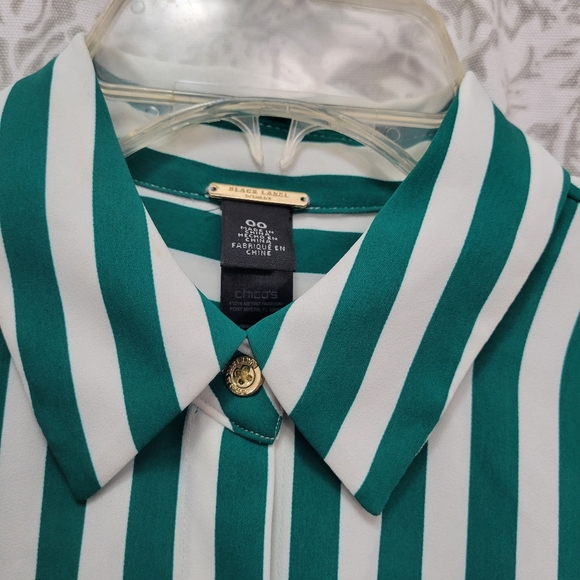 Chicos black label green and white stripe tunic size 00 - Picture 4 of 6
